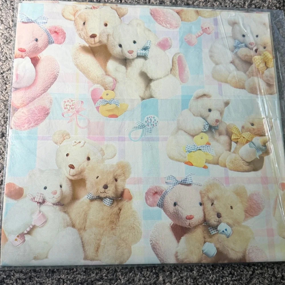 5/$25 VINTAGE Baby Shower Wrapping Paper Teddy Bears